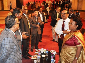 The Governor of Arunachal Pradesh, Shri JP Rajkhowa, First Lady of the State Smt Rita Rajkhowa and State Chief Secretary Shri Ramesh Negi, along with RGU fraternity during the High Tea in the 13th University Convocation of Rajiv Gandhi University (RGU), Rono Hills, Doimukh in the University campus on 30th November 2015.